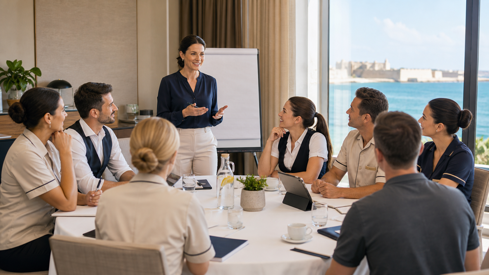 Illustrative hospitality and wellness staff training workshop